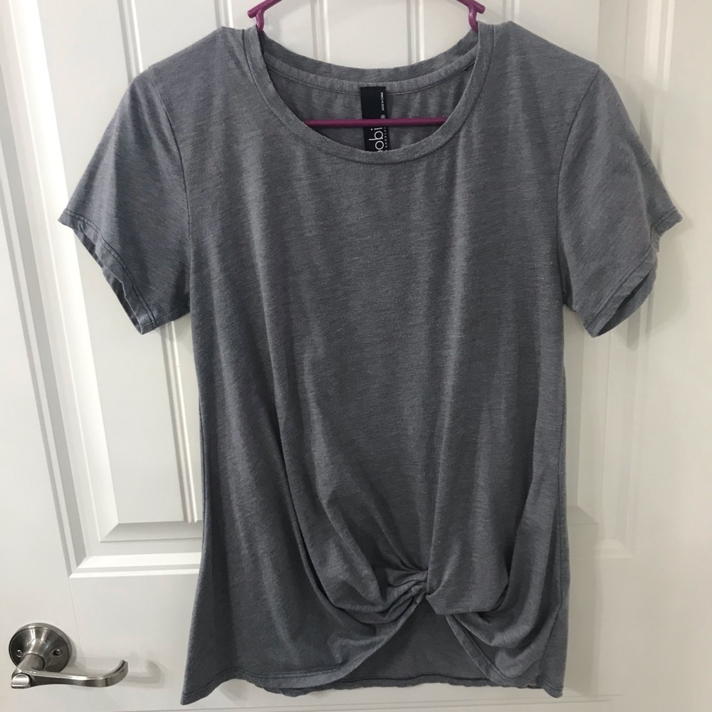 Gray faux knotted tee